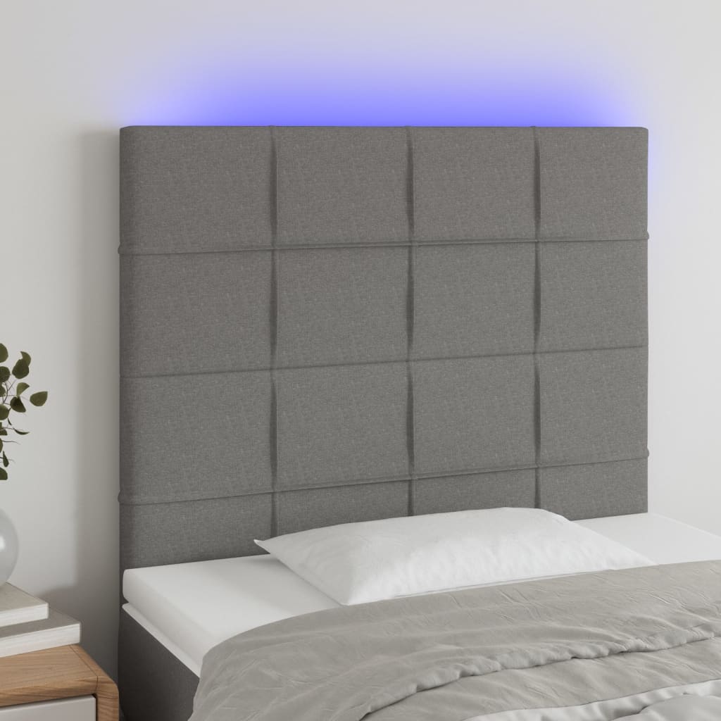 LED Kopfteil Hellgrau 80x5x78/88 cm Stoff