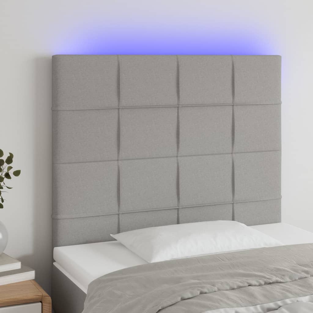 LED Kopfteil Hellgrau 80x5x78/88 cm Stoff