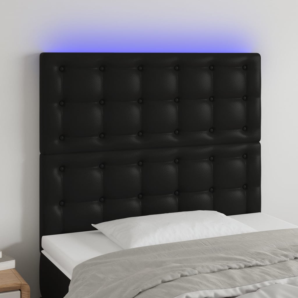 vidaXL LED Kopfteil Schwarz 80x5x78/88 cm Kunstleder