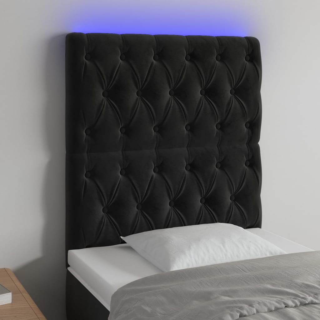 LED Kopfteil Hellgrau 80x7x78/88 cm Samt