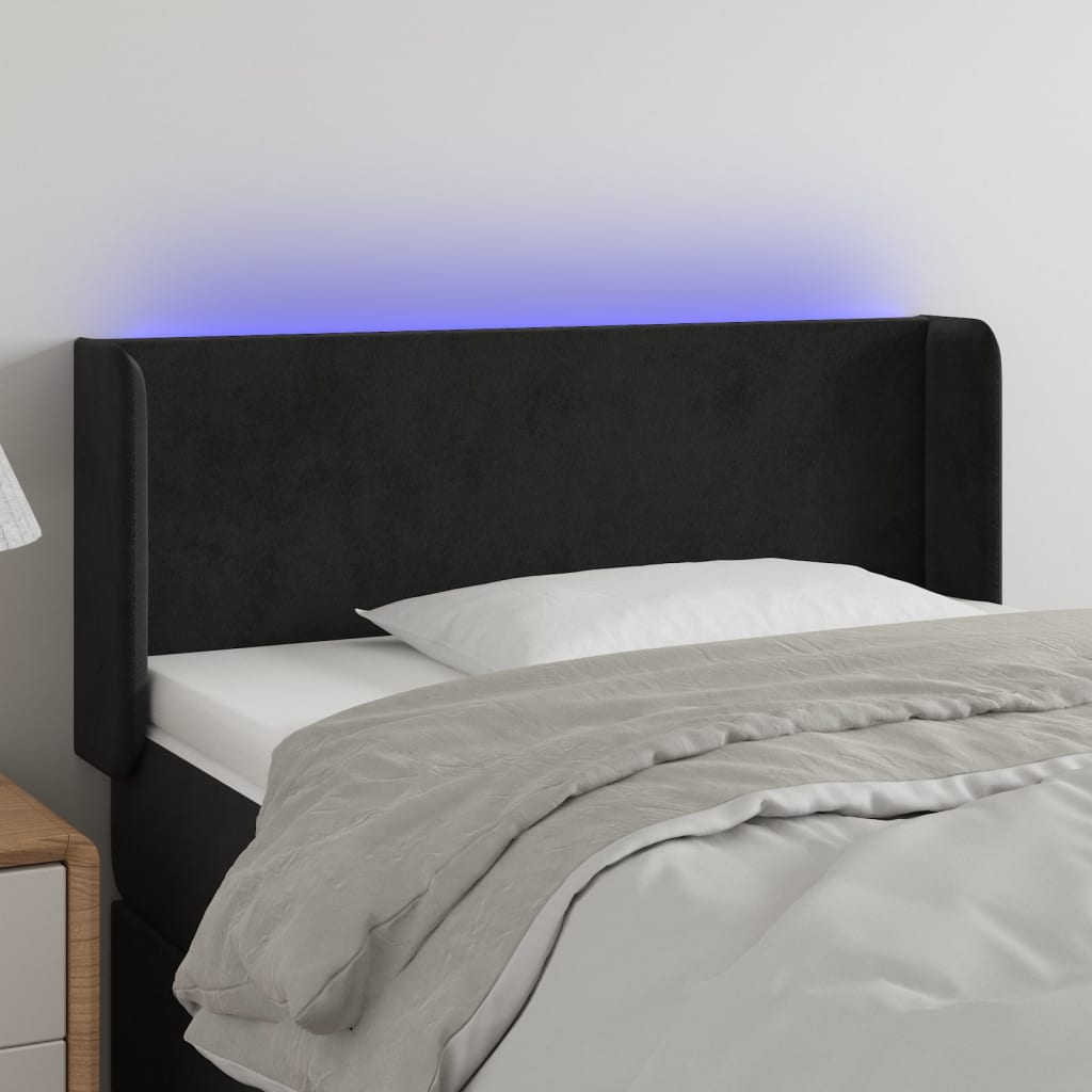 LED Kopfteil Hellgrau 83x16x78/88 cm Samt