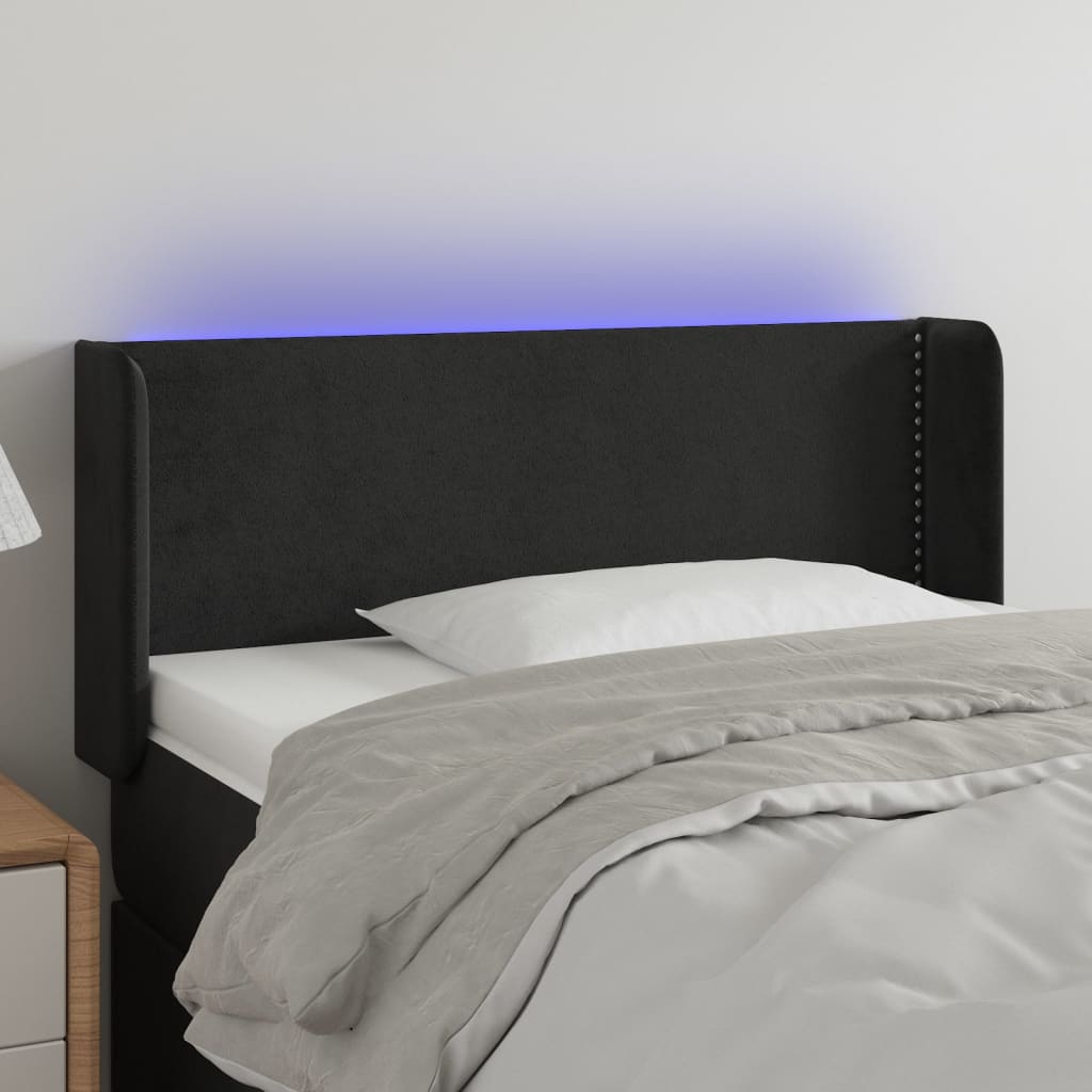 LED Kopfteil Hellgrau 83x16x78/88 cm Samt
