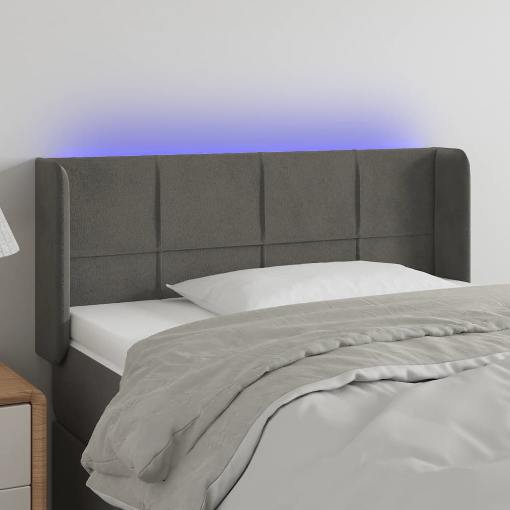 LED Kopfteil Hellgrau 83x16x78/88 cm Samt