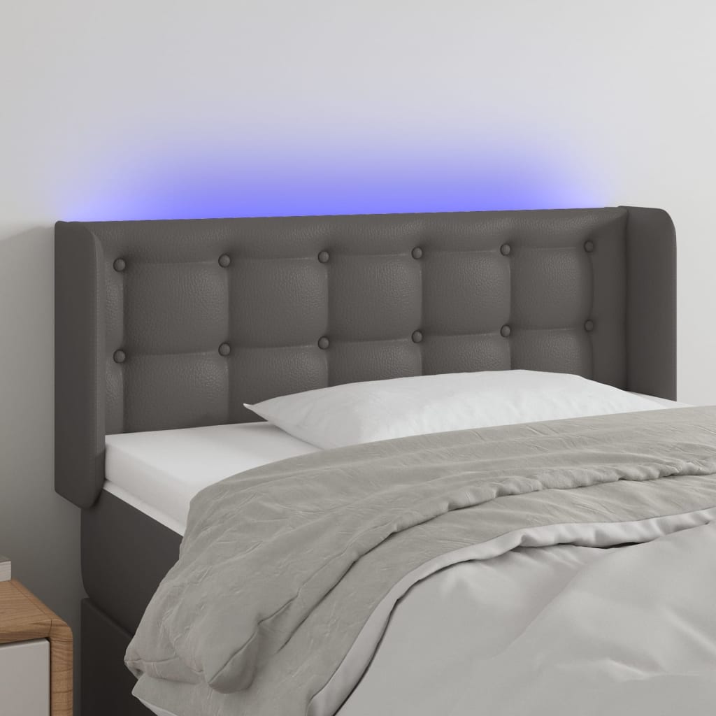 LED Kopfteil Schwarz 83x16x78/88 cm Kunstleder