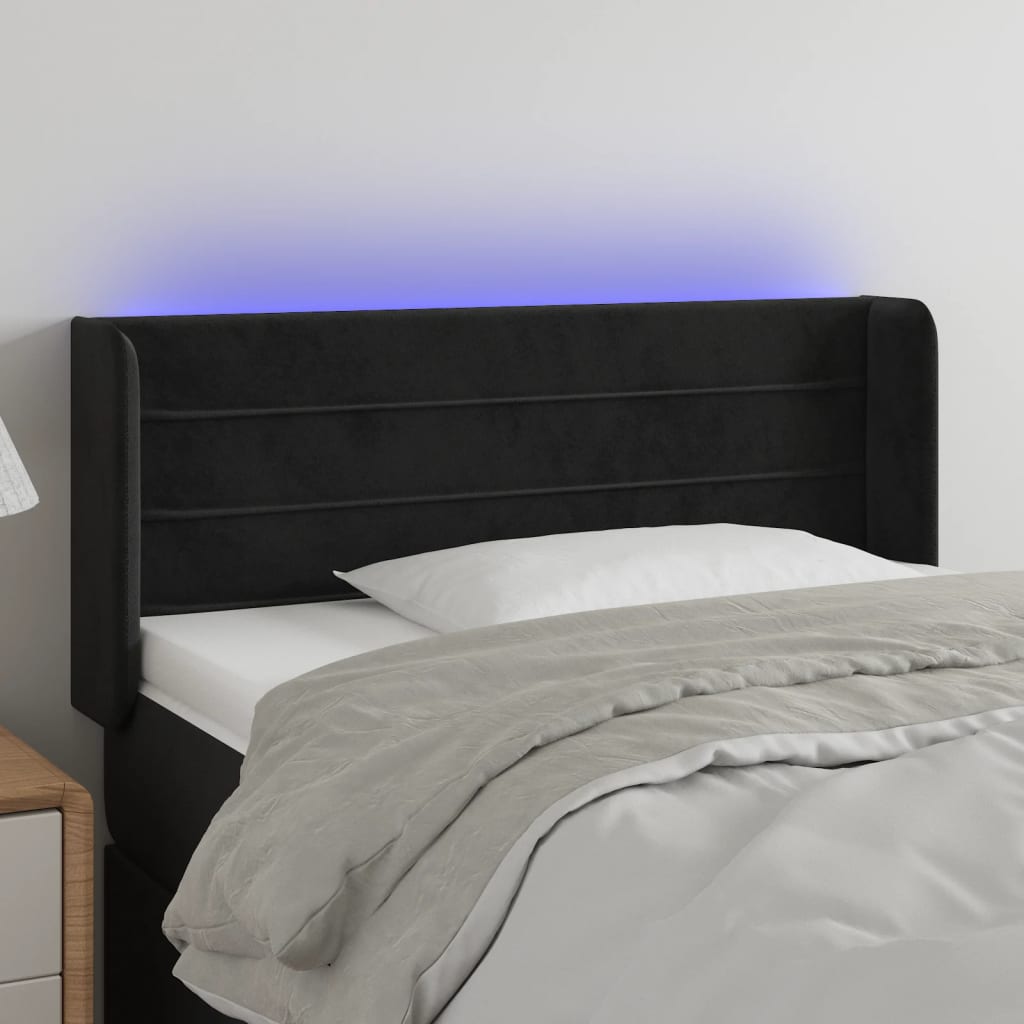 LED Kopfteil Hellgrau 83x16x78/88 cm Samt