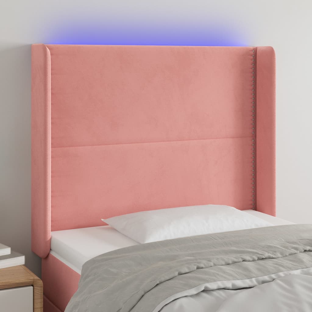 LED Kopfteil Hellgrau 83x16x78/88 cm Samt