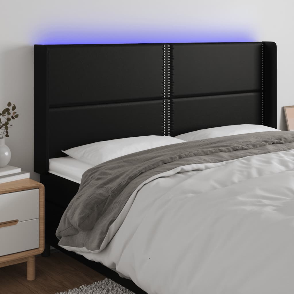LED Kopfteil Schwarz 83x16x78/88 cm Kunstleder