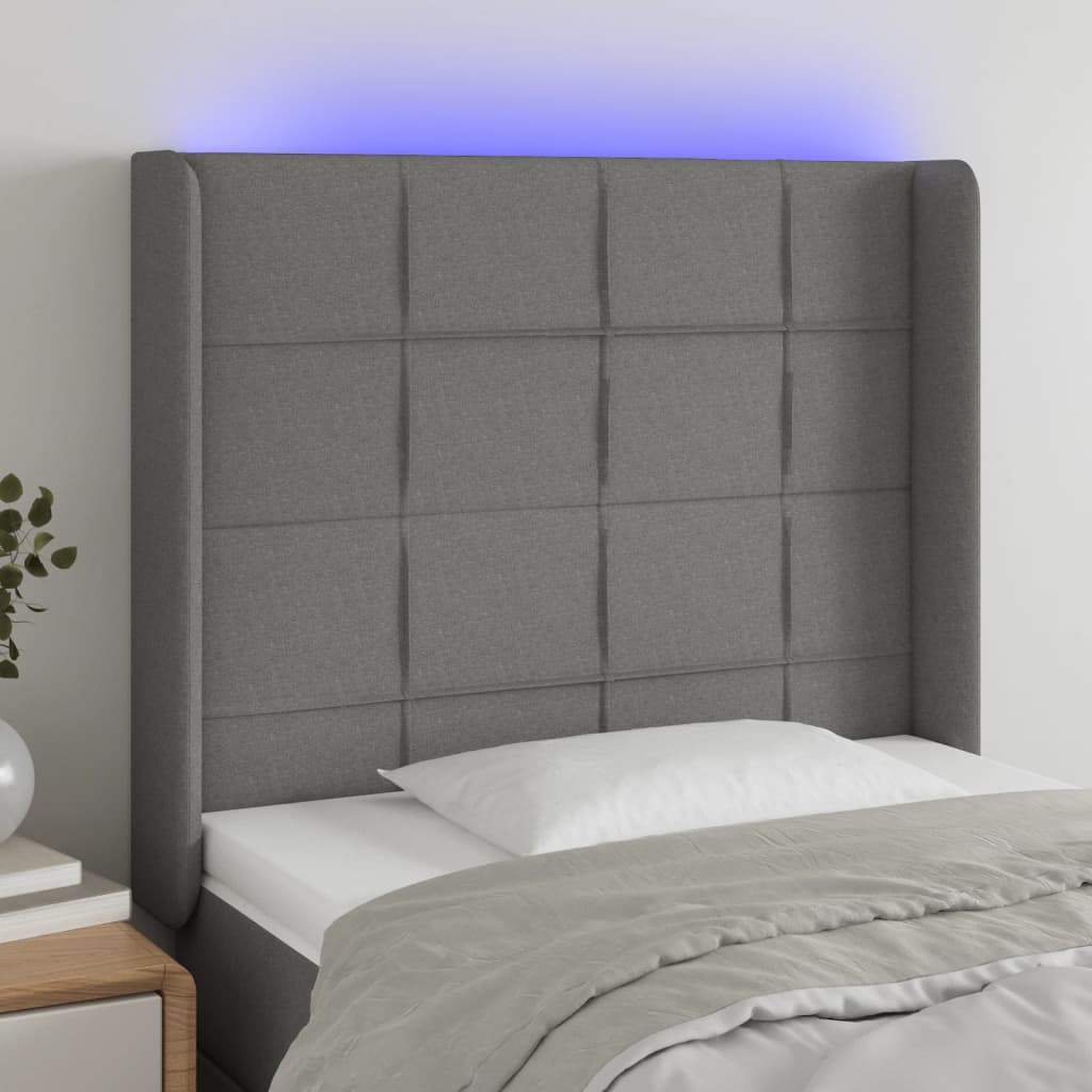 LED Kopfteil Hellgrau 83x16x78/88 cm Stoff
