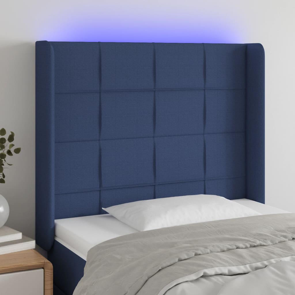 LED Kopfteil Hellgrau 83x16x78/88 cm Stoff
