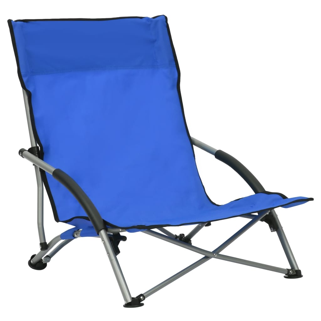 vidaXL Klappbare Strandstühle 2 Stk. Blau Stoff