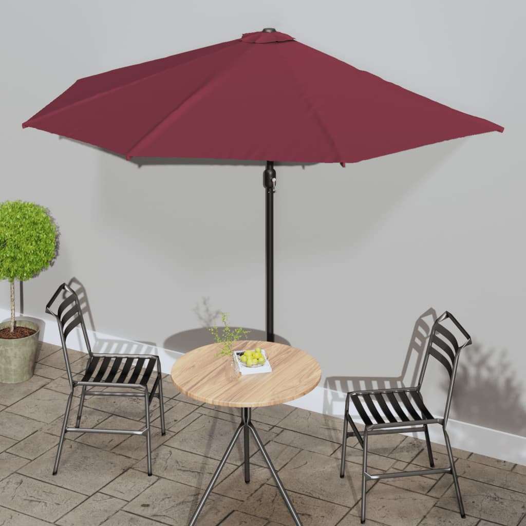 Balkon-Sonnenschirm Alu-Mast Terrakotta 270x144x222cm Halbrund