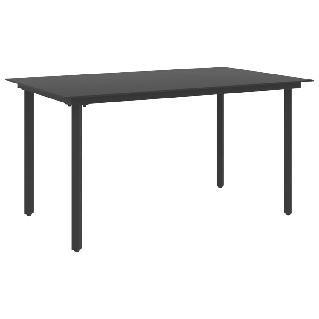 Garten-Esstisch Schwarz 80x80x74 cm Stahl und Glas