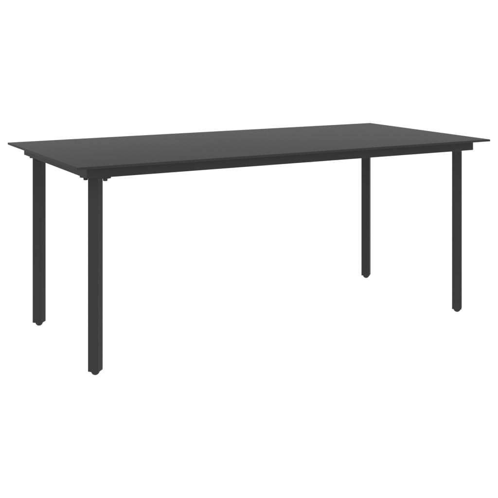 Garten-Esstisch Schwarz 80x80x74 cm Stahl und Glas
