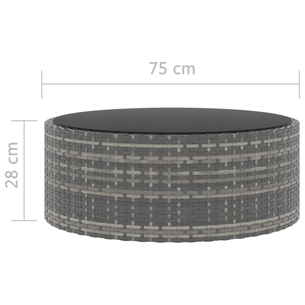 6-tlg. Garten-Lounge-Set mit Auflagen Poly Rattan Grau