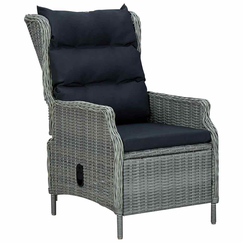 Verstellbarer Gartensessel mit Auflagen Poly Rattan Dunkelgrau