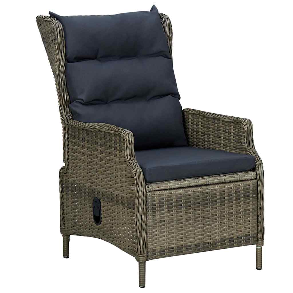 Verstellbarer Gartensessel mit Auflagen Poly Rattan Dunkelgrau