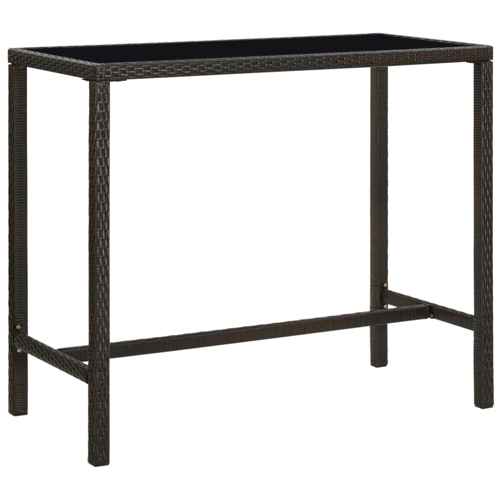 Garten-Bartisch Braun 70x70x110 cm Poly Rattan und Glas