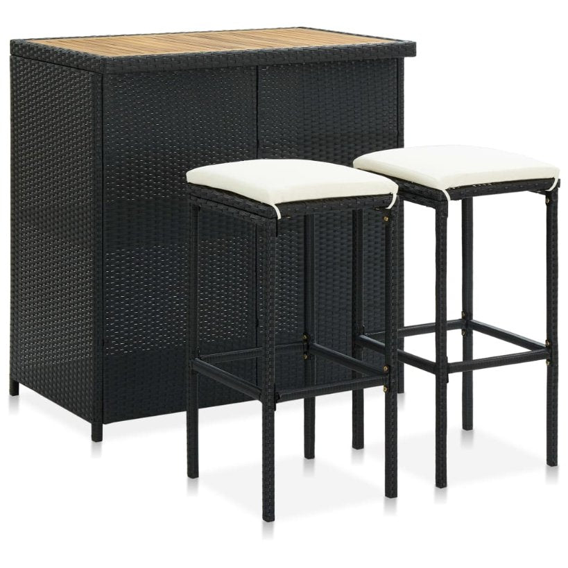 vidaXL 3-tlg. Bar Set Poly Rattan Braun