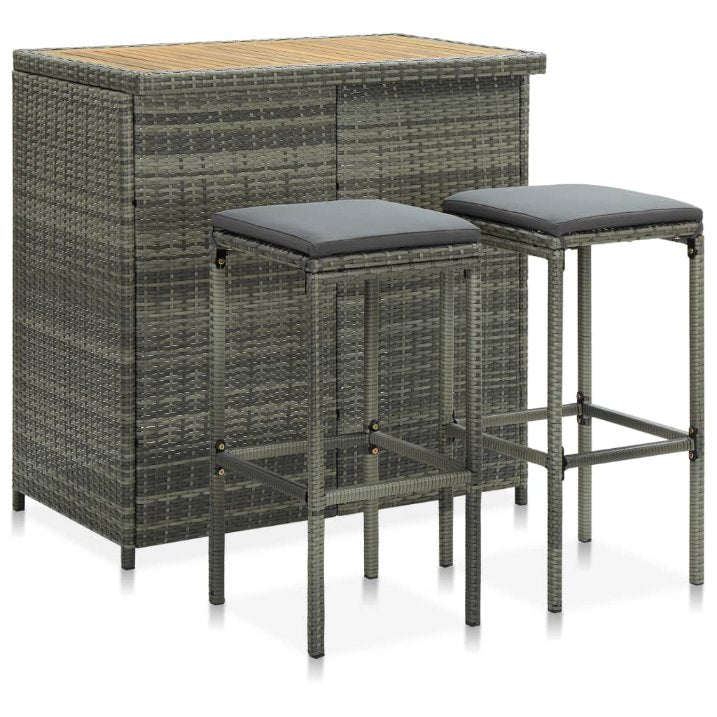 vidaXL 3-tlg. Bar Set Poly Rattan Braun