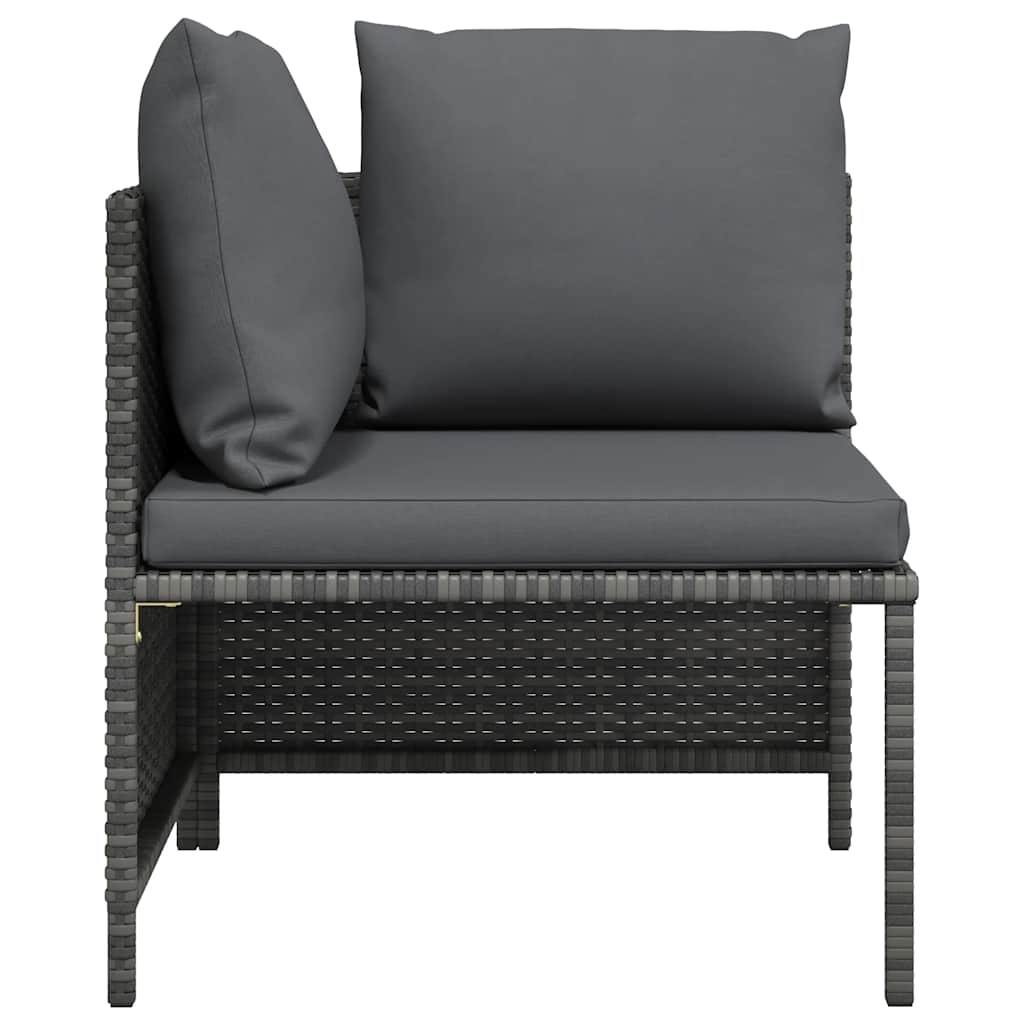 vidaXL Modulares Ecksofa mit Kissen Grau Poly Rattan