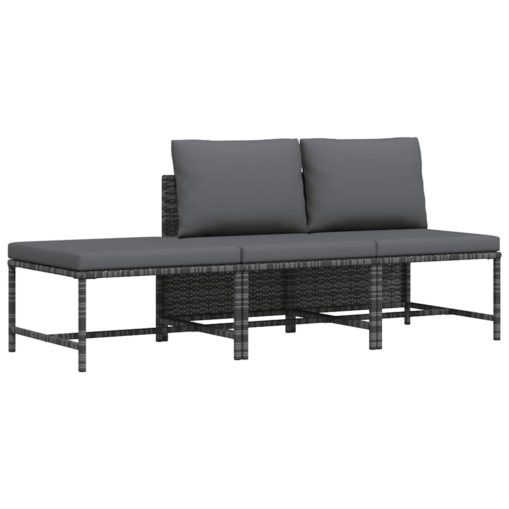 vidaXL Modulares Ecksofa mit Kissen Grau Poly Rattan