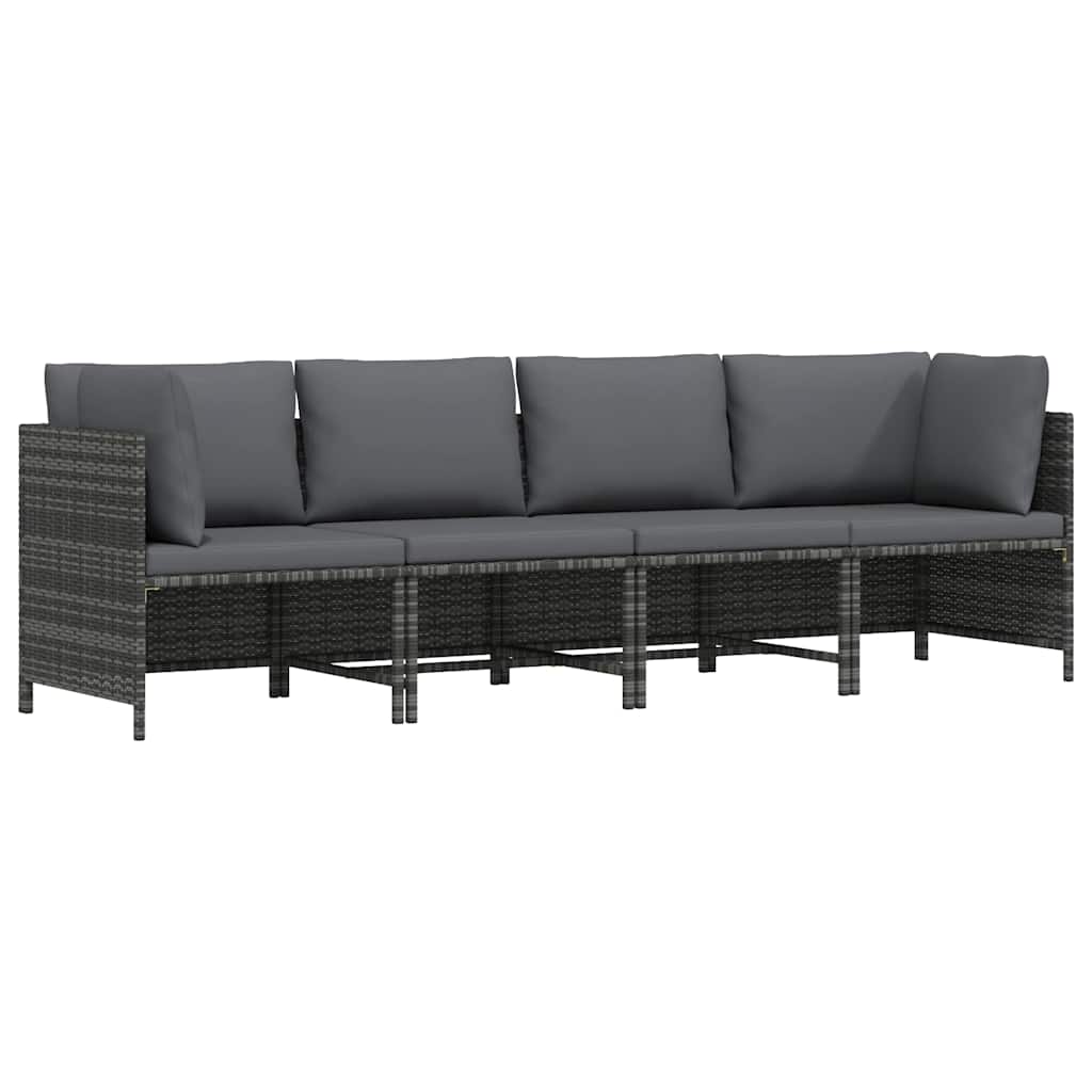 vidaXL Modulares Ecksofa mit Kissen Grau Poly Rattan