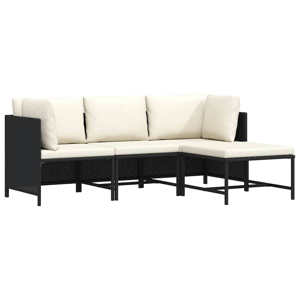 vidaXL Modulares Ecksofa mit Kissen Grau Poly Rattan