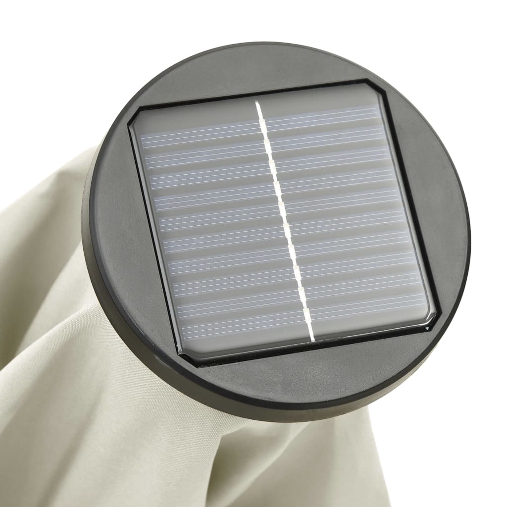 vidaXL Sonnenschirm mit LED-Beleuchtung Sandweiß 200x211 cm Alu
