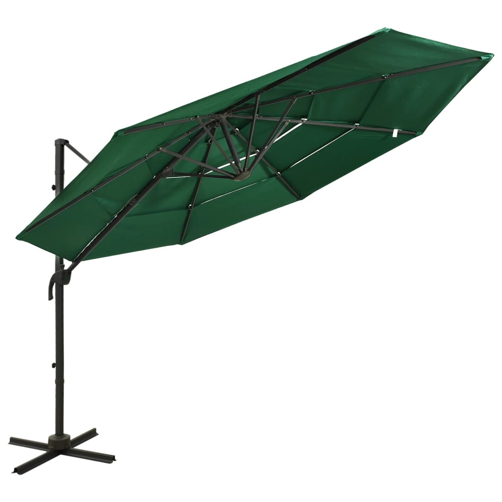 vidaXL Sonnenschirm mit Aluminium-Mast 4-lagig Sandfarben 3x3 m
