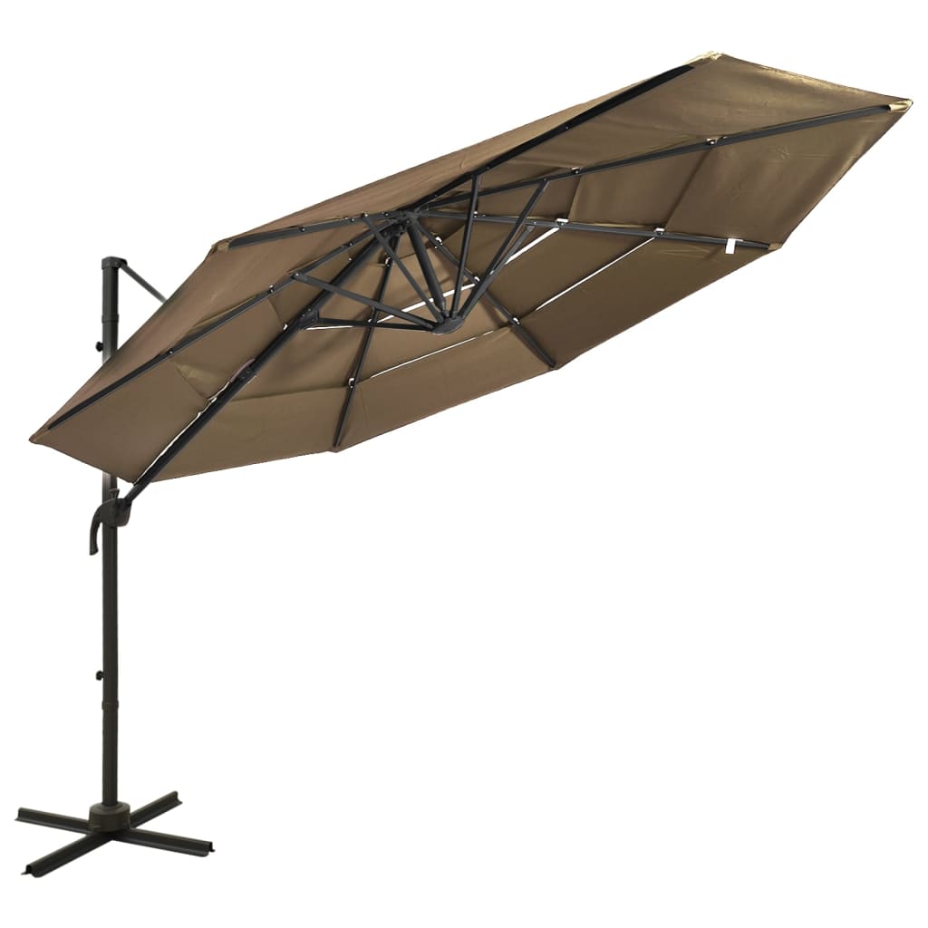 vidaXL Sonnenschirm mit Aluminium-Mast 4-lagig Sandfarben 3x3 m