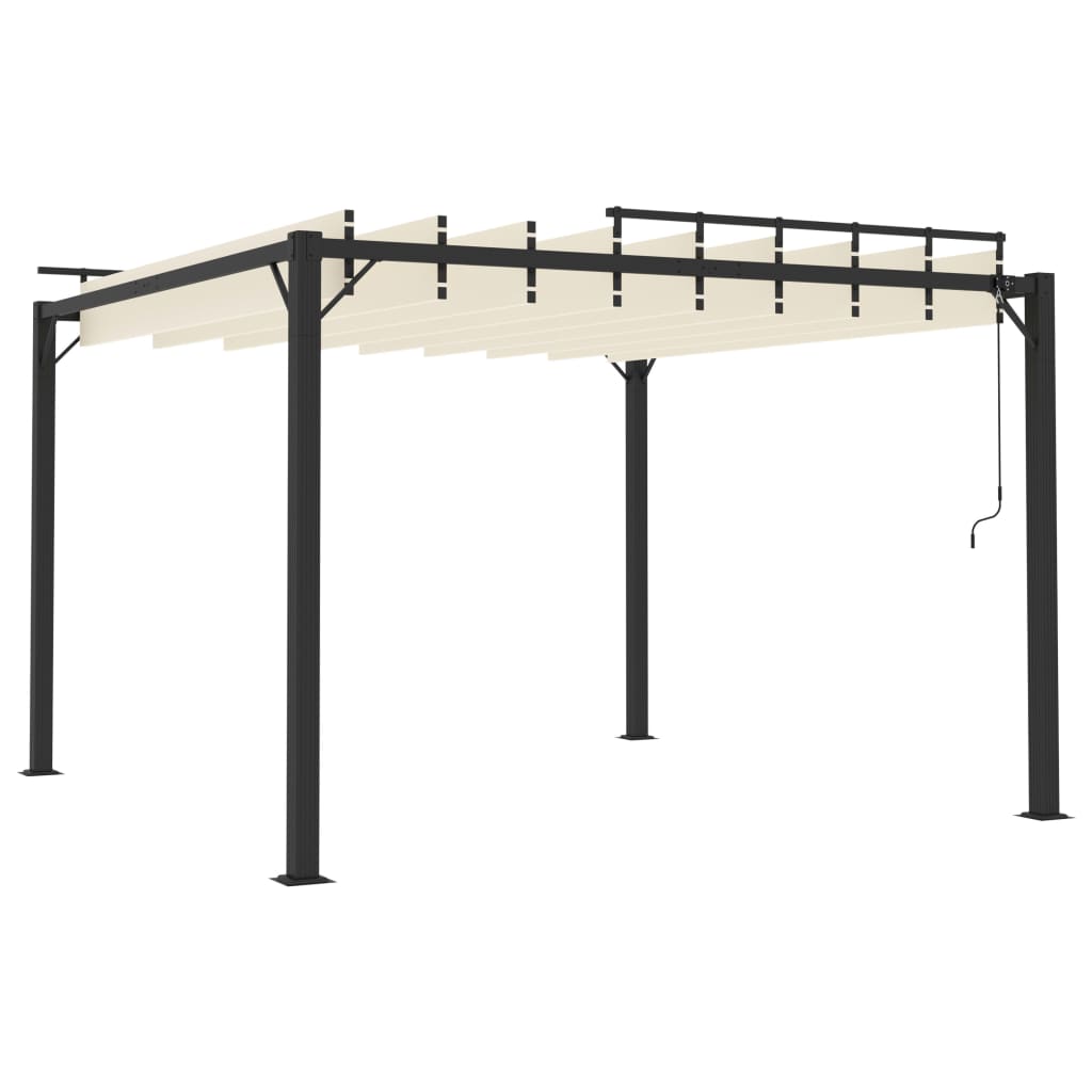 vidaXL Pergola mit Lamellendach 3x3 m Creme Stoff und Aluminium