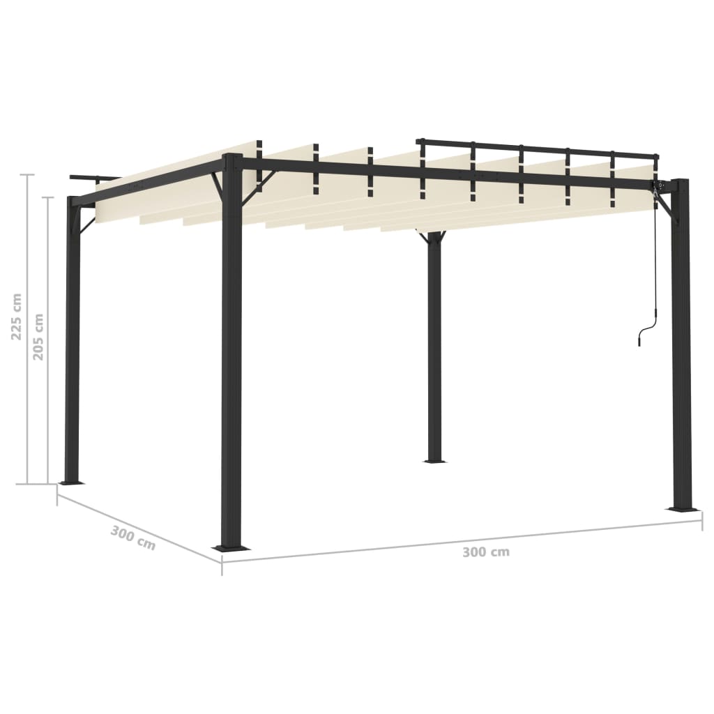 vidaXL Pergola mit Lamellendach 3x3 m Creme Stoff und Aluminium