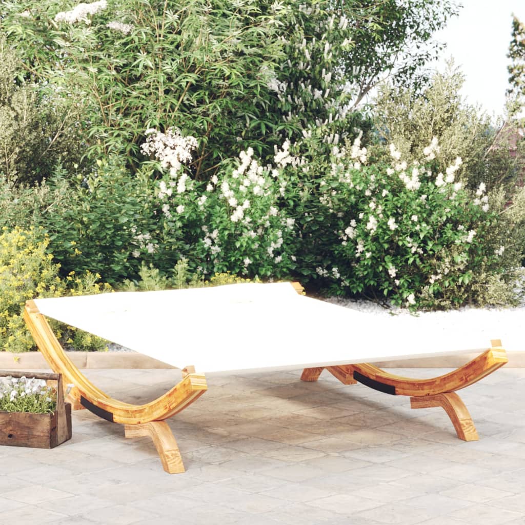 Sonnenliege 100x188,5x44 cm Bugholz Massiv Creme
