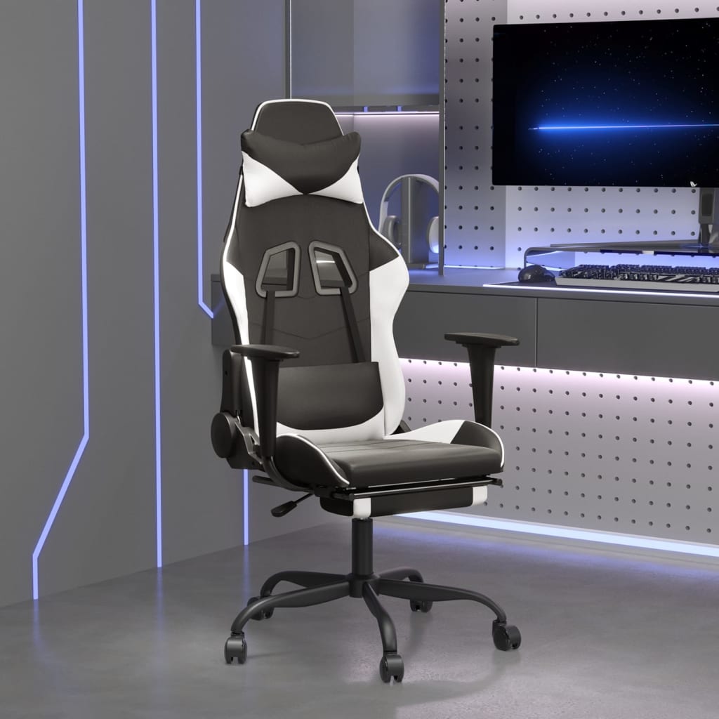 Gaming-Stuhl Schwarz und Blau Kunstleder
