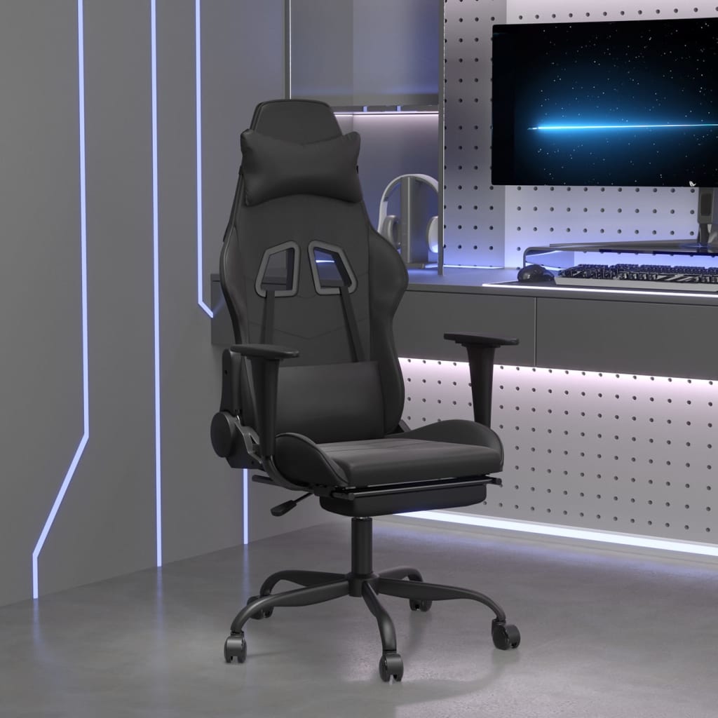 vidaXL Gaming-Stuhl Schwarz und Blau Kunstleder