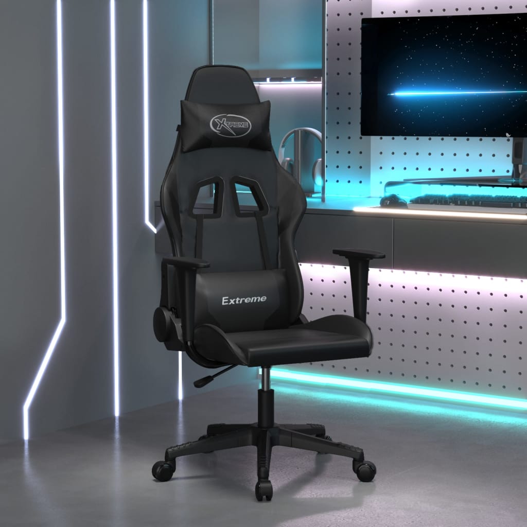 vidaXL Gaming-Stuhl Schwarz und Blau Kunstleder