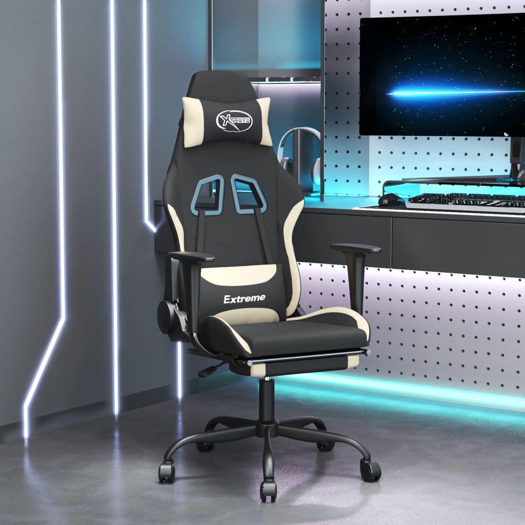 Gaming-Stuhl Schwarz und Creme Stoff