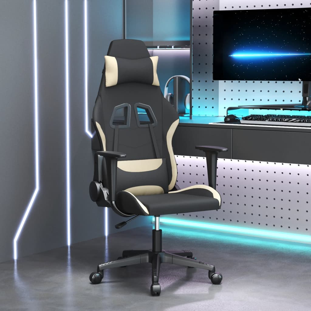 vidaXL Gaming-Stuhl Schwarz und Creme Stoff