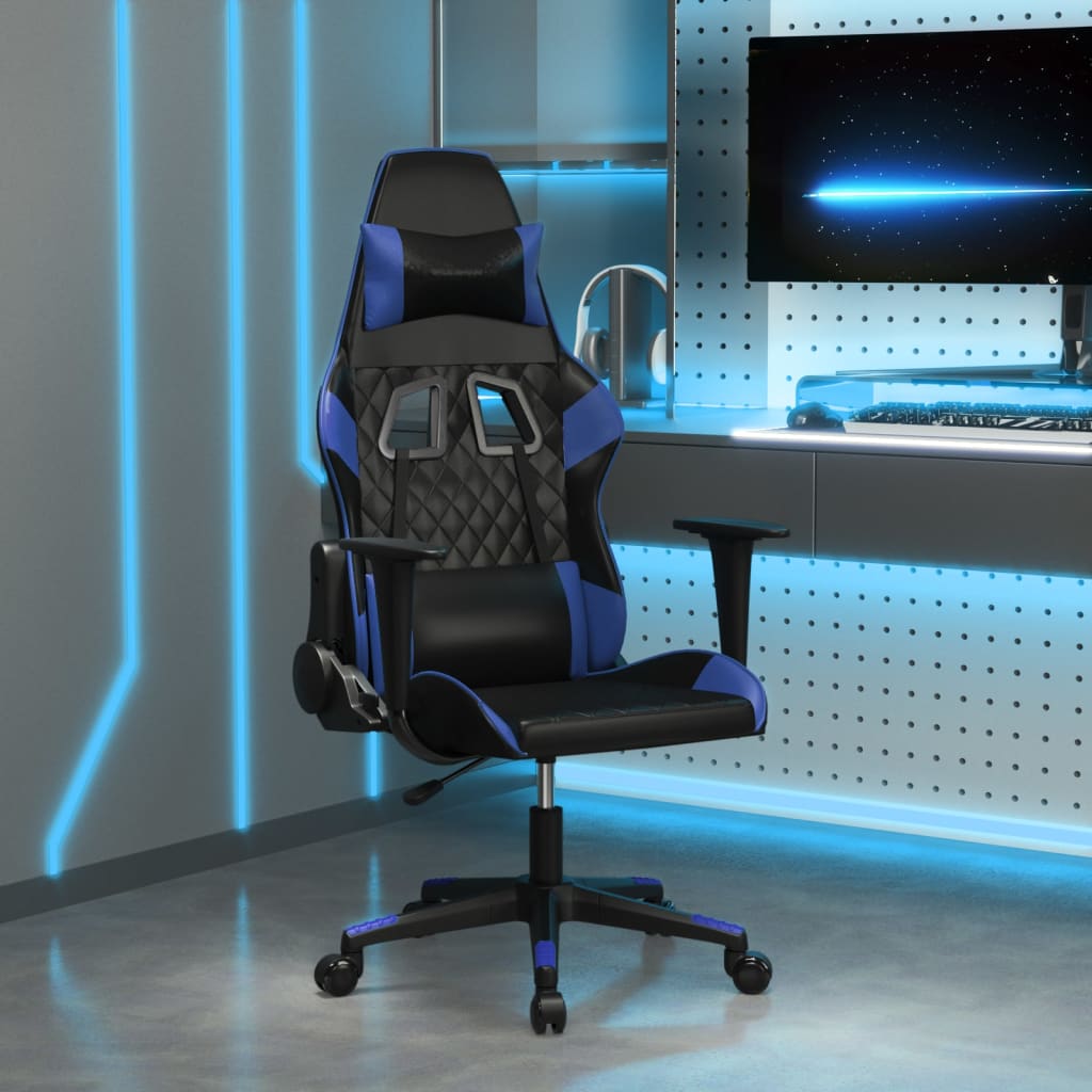 vidaXL Gaming-Stuhl Schwarz und Blau Kunstleder