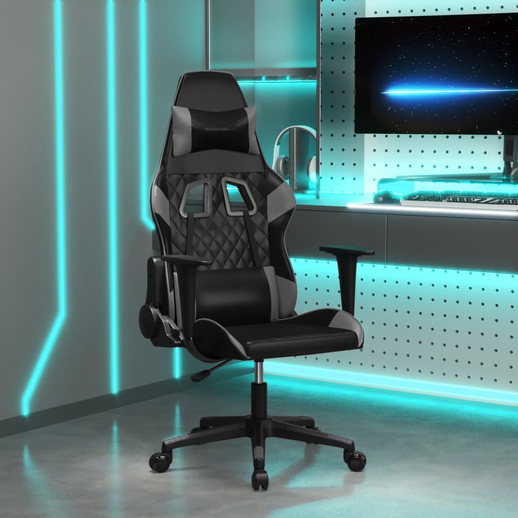 vidaXL Gaming-Stuhl Schwarz und Blau Kunstleder