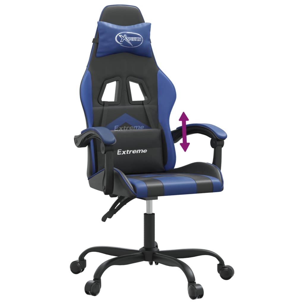 vidaXL Gaming-Stuhl Schwarz und Blau Kunstleder