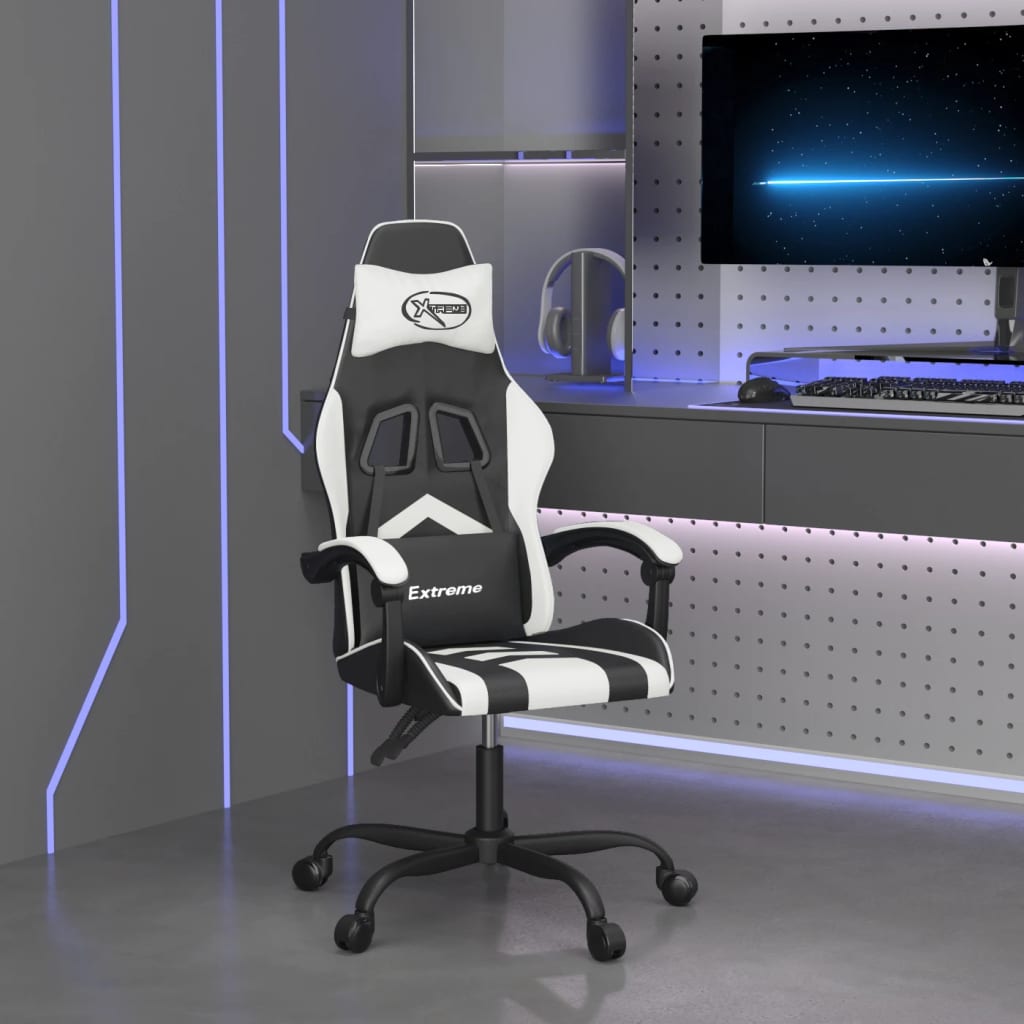 vidaXL Gaming-Stuhl Schwarz und Blau Kunstleder