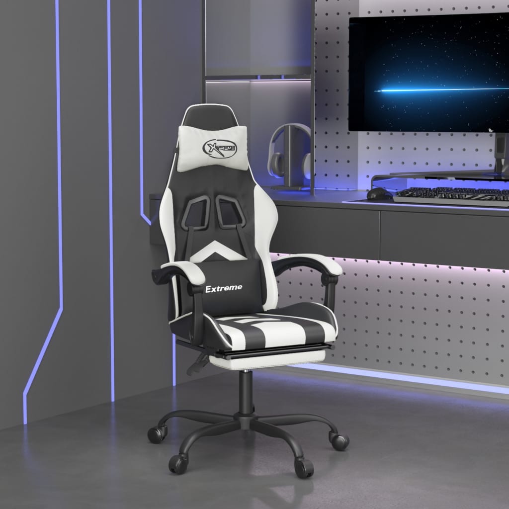 Gaming-Stuhl Schwarz und Blau Kunstleder