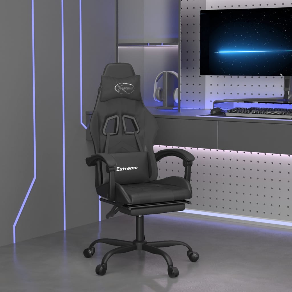 Gaming-Stuhl Schwarz und Blau Kunstleder