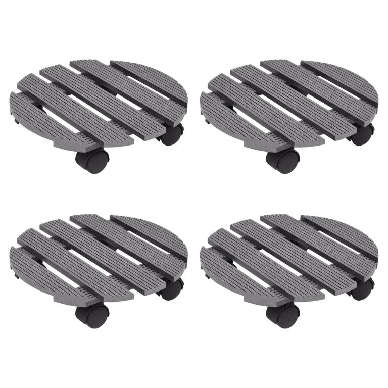 vidaXL Pflanzenroller 2 Stk. Grau Ø30x7,5 cm WPC