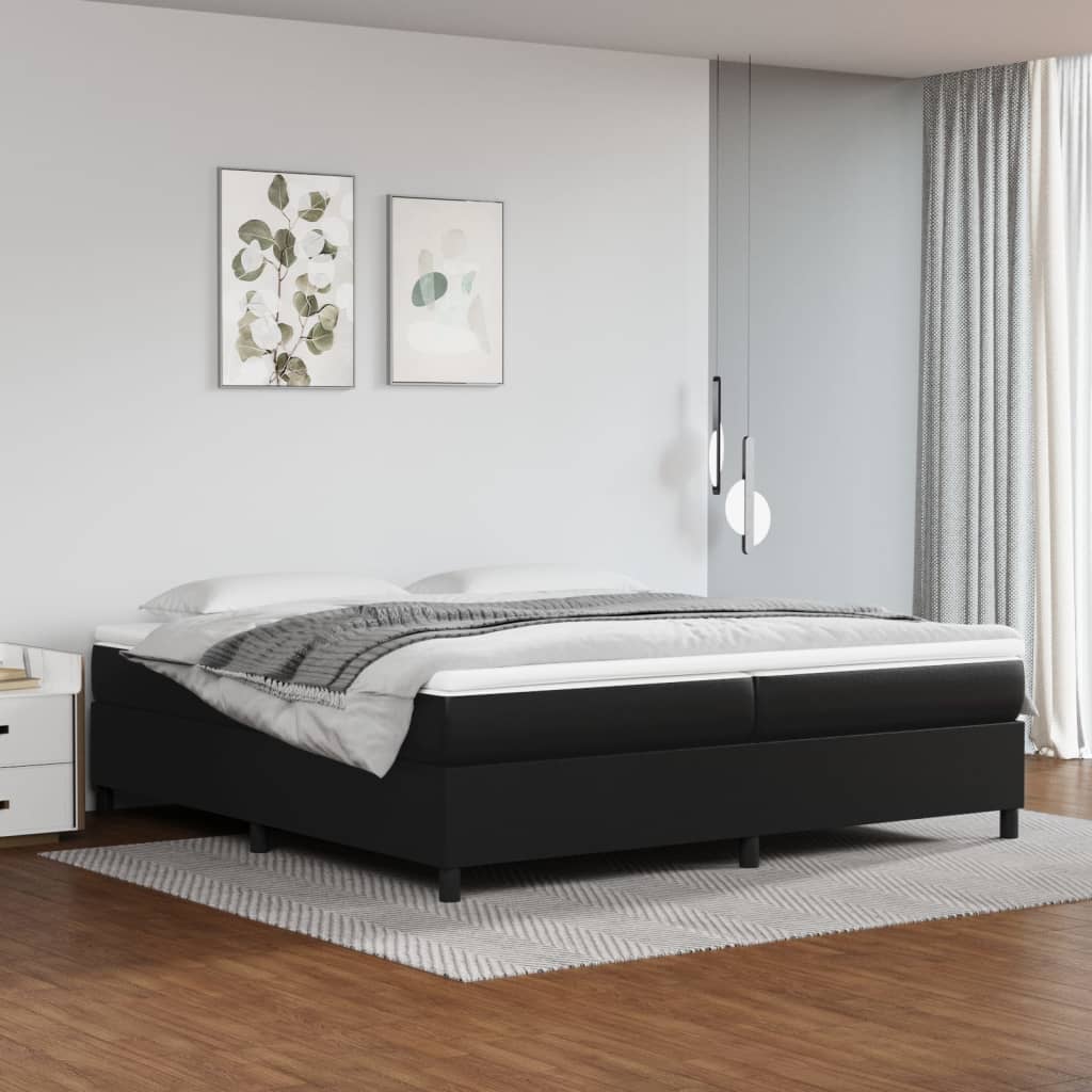 Boxspringbett mit Matratze Schwarz 80x200 cm Kunstleder
