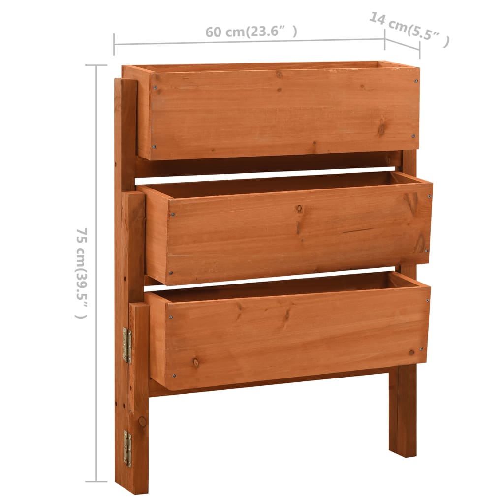 vidaXL Pflanzkübel Klappbar Orange 60x14x75 cm Massivholz Tanne