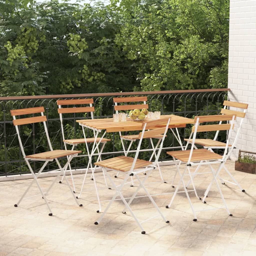 5-tlg. Bistro-Set Klappbar Massivholz Akazie und Stahl