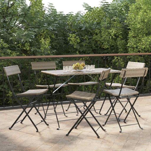 vidaXL Bistrostühle 4 Stk. Klappbar Schwarz Poly Rattan und Stahl