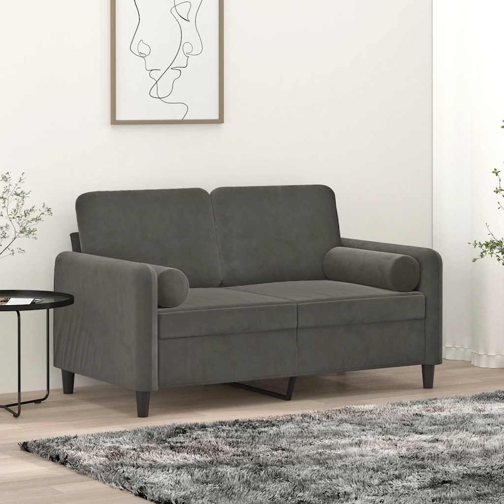 2-Sitzer-Sofa mit Kissen Hellgrau 120 cm Samt